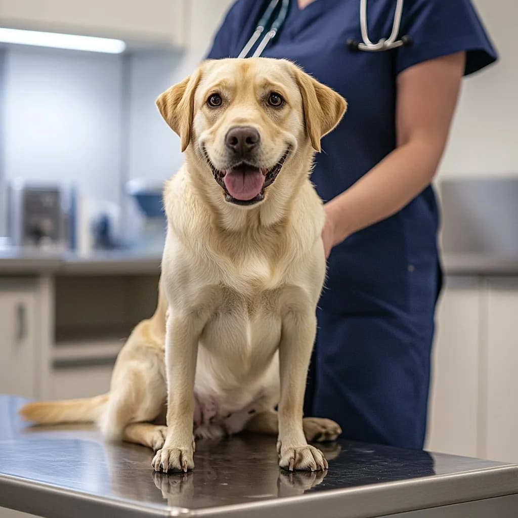 Perro en consulta veterinaria